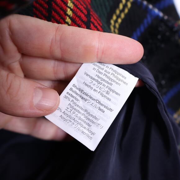 J CREW Lady Jacket Lurex Stewart Tartan Red Black Fringe Open Blazer Women's 4 - Picture 14 of 16